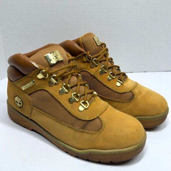 Timberland Boots Wheat Gold Emblem Hiking Outdoors Casual Preppy Womens Size 6.5 - Picture 5 of 11